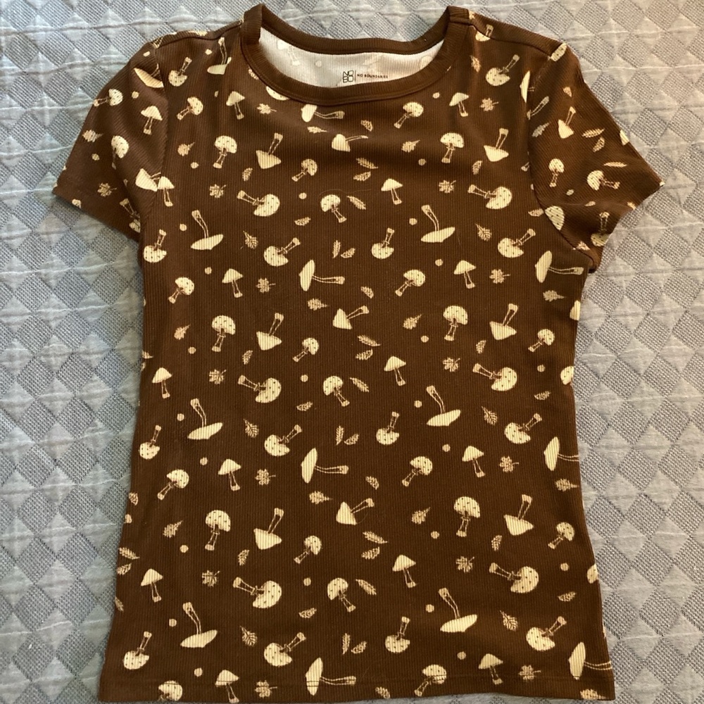 Brown Mushroom Print women's Shirt